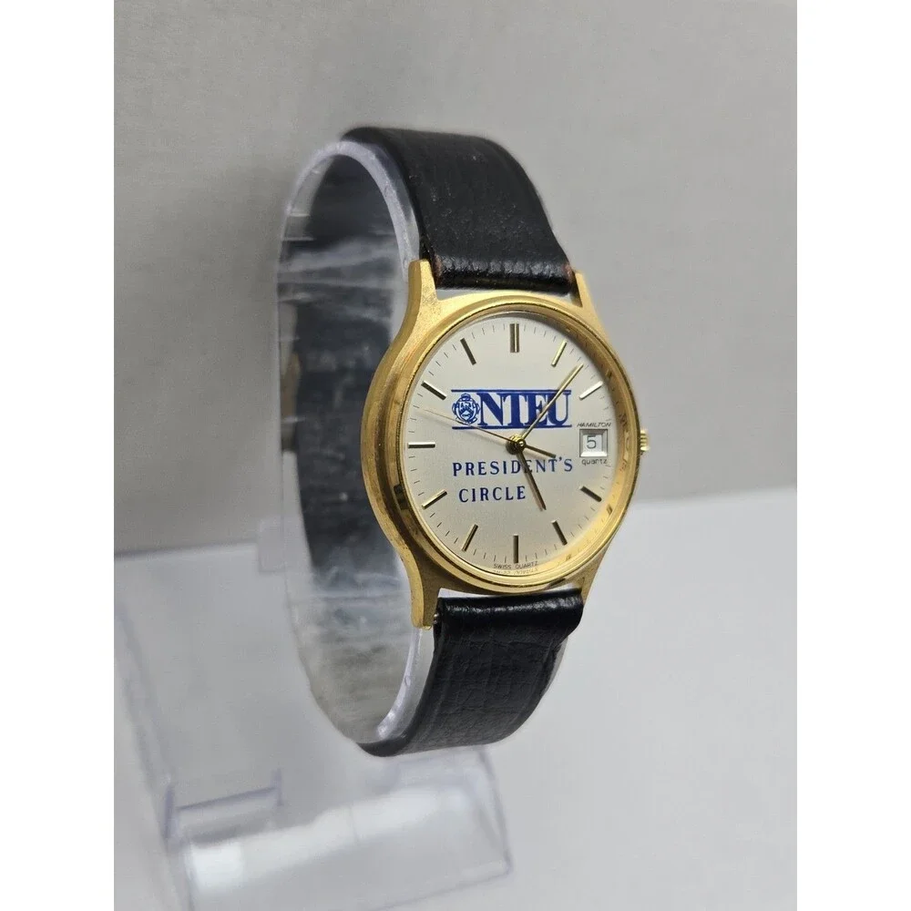 Hamilton 9812 NTEU Presidents Circle Swiss Quartz Date Watch New Battery Vintage